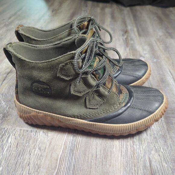 Sorel Women Out N About Plus Ankle Duck Boots Alpine Tundra Suede Size 6 Green - Picture 2 of 13